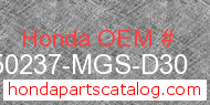 Honda 50237-MGS-D30 genuine part number image