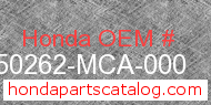 Honda 50262-MCA-000 genuine part number image