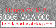 Honda 50305-MCA-000 genuine part number image