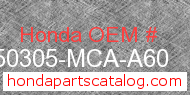 Honda 50305-MCA-A60 genuine part number image