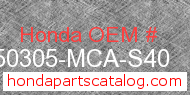Honda 50305-MCA-S40 genuine part number image