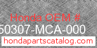 Honda 50307-MCA-000 genuine part number image