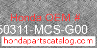 Honda 50311-MCS-G00 genuine part number image