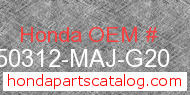 Honda 50312-MAJ-G20 genuine part number image
