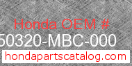 Honda 50320-MBC-000 genuine part number image
