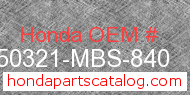 Honda 50321-MBS-840 genuine part number image