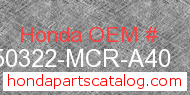 Honda 50322-MCR-A40 genuine part number image