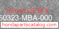 Honda 50323-MBA-000 genuine part number image