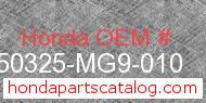 Honda 50325-MG9-010 genuine part number image
