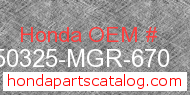 Honda 50325-MGR-670 genuine part number image