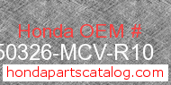 Honda 50326-MCV-R10 genuine part number image