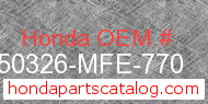 Honda 50326-MFE-770 genuine part number image