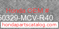 Honda 50329-MCV-R40 genuine part number image