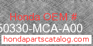 Honda 50330-MCA-A00 genuine part number image