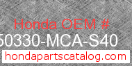 Honda 50330-MCA-S40 genuine part number image