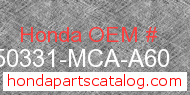 Honda 50331-MCA-A60 genuine part number image