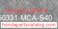 Honda 50331-MCA-S40 genuine part number image