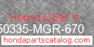 Honda 50335-MGR-670 genuine part number image