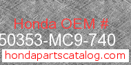 Honda 50353-MC9-740 genuine part number image