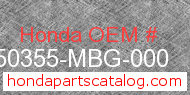 Honda 50355-MBG-000 genuine part number image