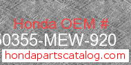 Honda 50355-MEW-920 genuine part number image