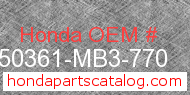 Honda 50361-MB3-770 genuine part number image