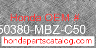 Honda 50380-MBZ-C50 genuine part number image