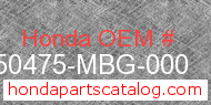 Honda 50475-MBG-000 genuine part number image