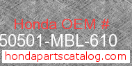 Honda 50501-MBL-610 genuine part number image