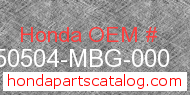 Honda 50504-MBG-000 genuine part number image