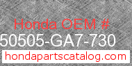 Honda 50505-GA7-730 genuine part number image