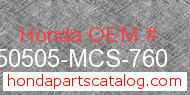Honda 50505-MCS-760 genuine part number image