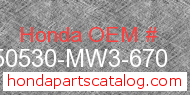Honda 50530-MW3-670 genuine part number image