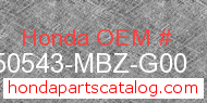 Honda 50543-MBZ-G00 genuine part number image