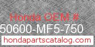Honda 50600-MF5-750 genuine part number image