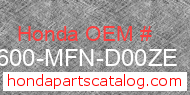 Honda 50600-MFN-D00ZE genuine part number image