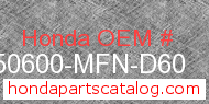 Honda 50600-MFN-D60 genuine part number image
