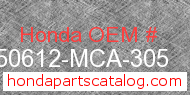 Honda 50612-MCA-305 genuine part number image