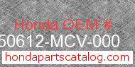 Honda 50612-MCV-000 genuine part number image