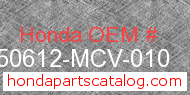 Honda 50612-MCV-010 genuine part number image