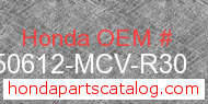 Honda 50612-MCV-R30 genuine part number image