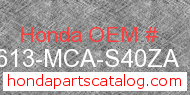 Honda 50613-MCA-S40ZA genuine part number image