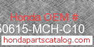 Honda 50615-MCH-C10 genuine part number image