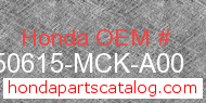 Honda 50615-MCK-A00 genuine part number image
