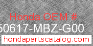 Honda 50617-MBZ-G00 genuine part number image