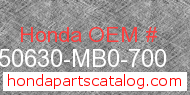 Honda 50630-MB0-700 genuine part number image