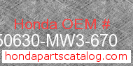 Honda 50630-MW3-670 genuine part number image