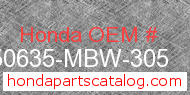 Honda 50635-MBW-305 genuine part number image