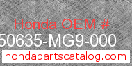 Honda 50635-MG9-000 genuine part number image