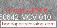 Honda 50642-MCV-010 genuine part number image